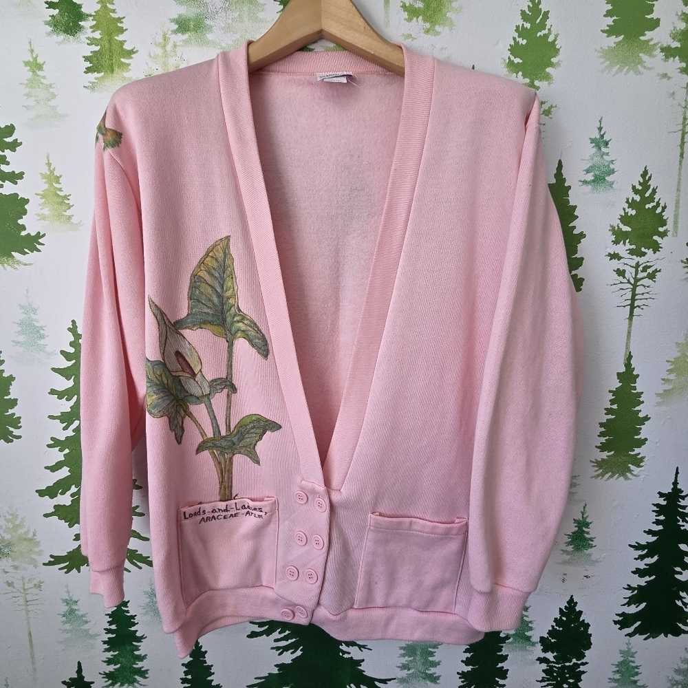 Pink Vintage Fleece Cardigan Sweater